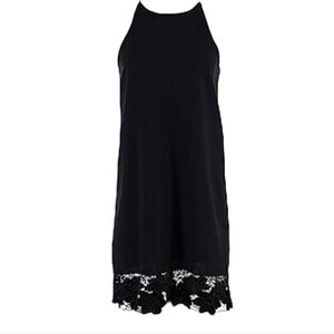 AQUA sleeveless black lace halter style cocktail occassion shift dress large
